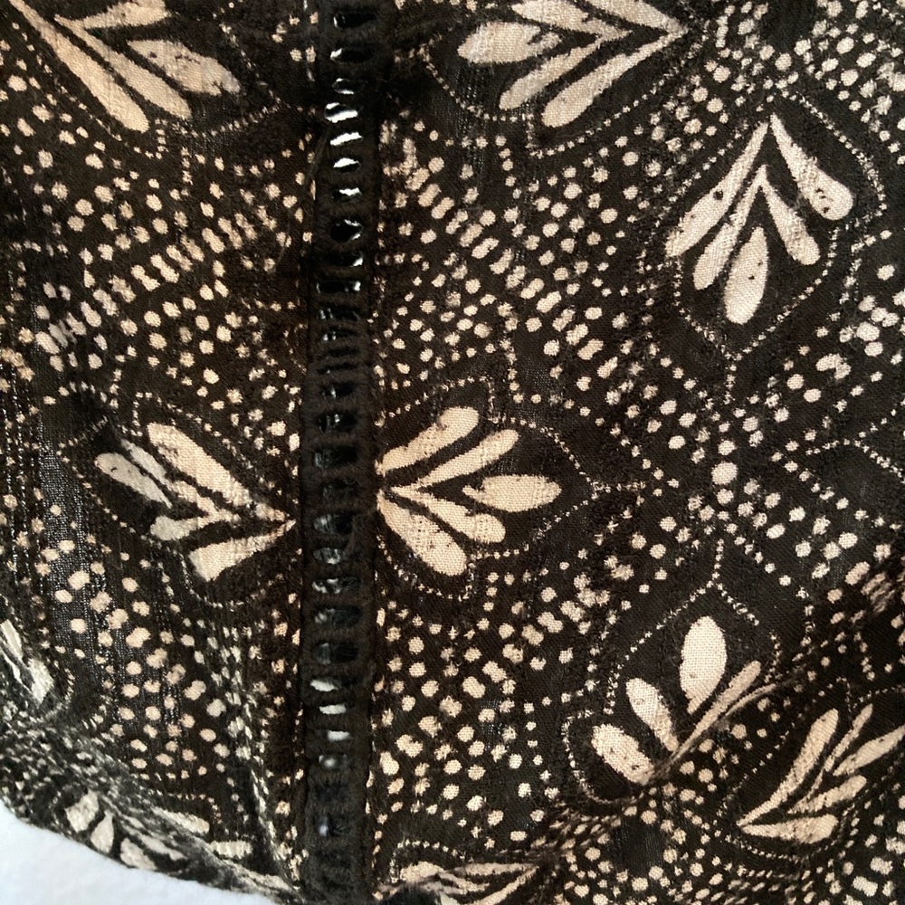 Rip Curl Black Print Boho Drawstring Waist Blouse… - image 5